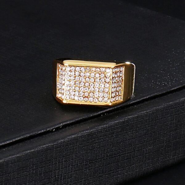 Crack Label Gold Signet Iced Out Ring - Image 4