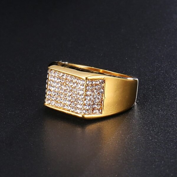 Crack Label Gold Signet Iced Out Ring - Image 5