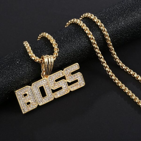 Iced Out Block Font "Boss" Chain