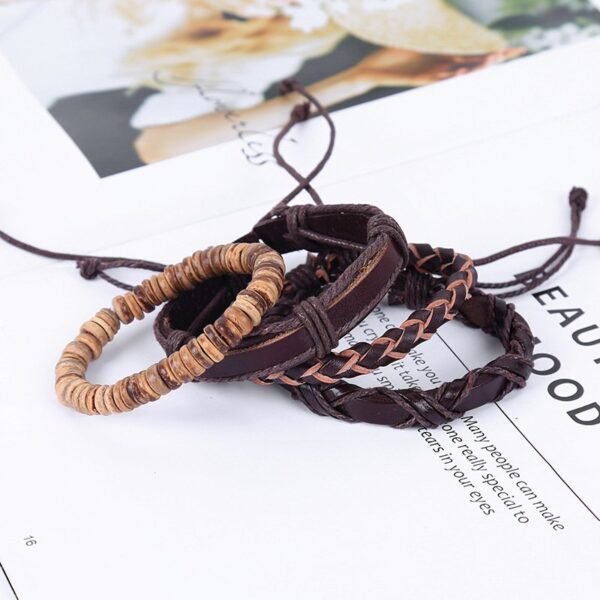 Hipster 4 in 1 Stackable Leather Bracelet - Image 4