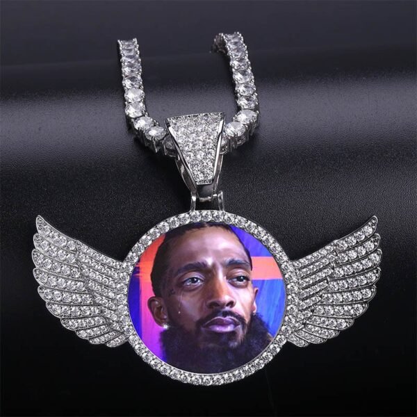 Custom Wings Photo Pendant with Chain - Image 8