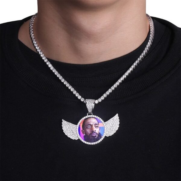 Custom Wings Photo Pendant with Chain