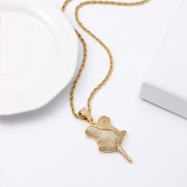 Gold Iced Out Rose Chain - Image 4