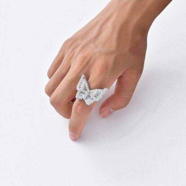 Iced Out Bagguette Butterfly Statement Ring - Image 2