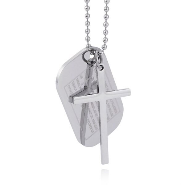 Silver Dog tag Cross Chain for Men