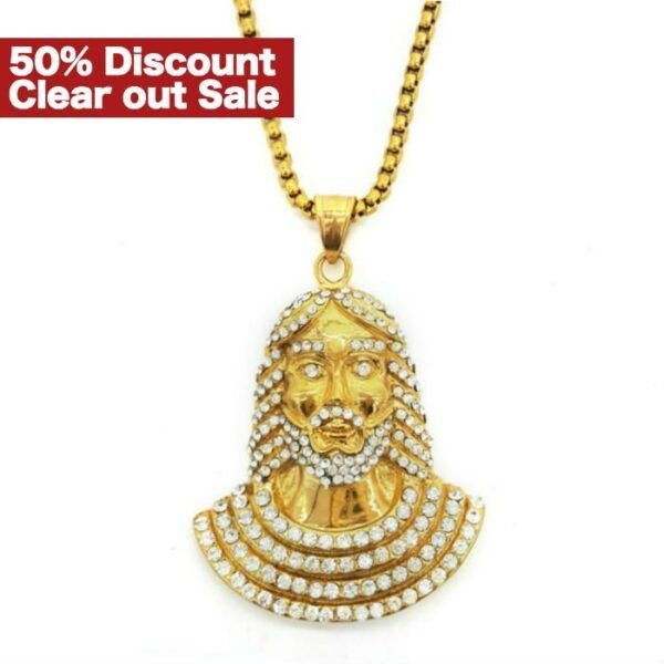 Gold Iced Out Jesus Portrait Chain