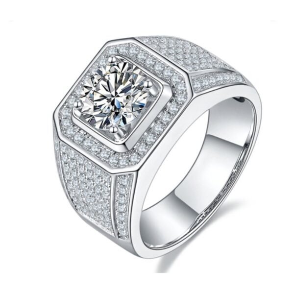 18k White Gold Finish Moissanite Diamond Flooded Ring