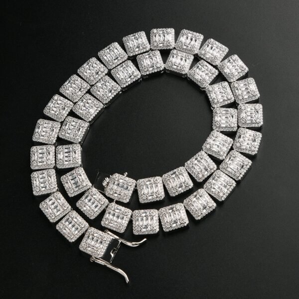 Iced Out Invisible Square Baguette Chain