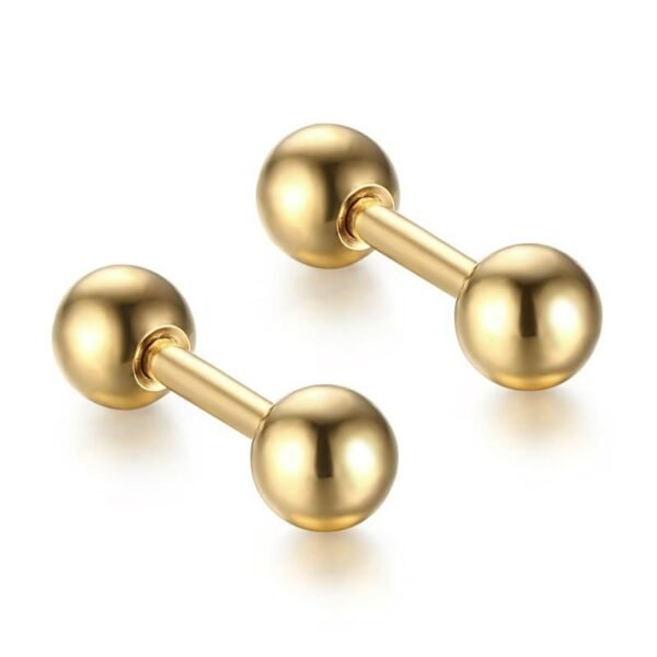 Gold Simple Reversible Ball Screw Earrings