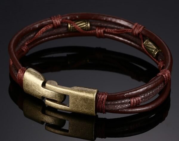 Retro Style Genuine Leather Bracelet - Image 3