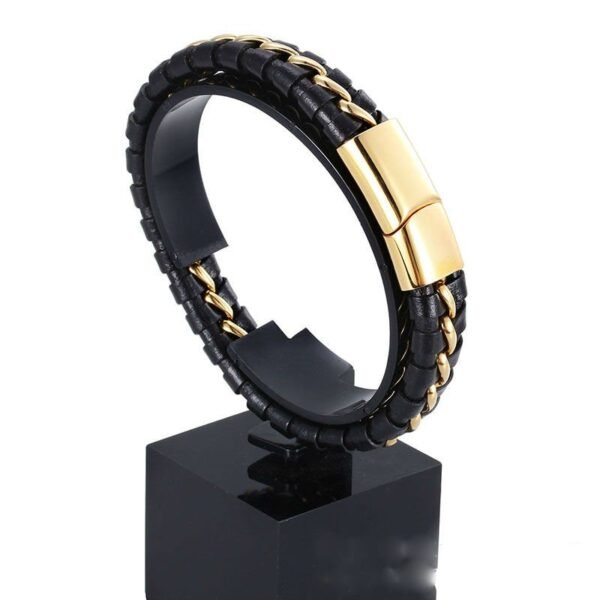 Dazire Woven Magnetic Clasp Leather Bracelet - Image 2