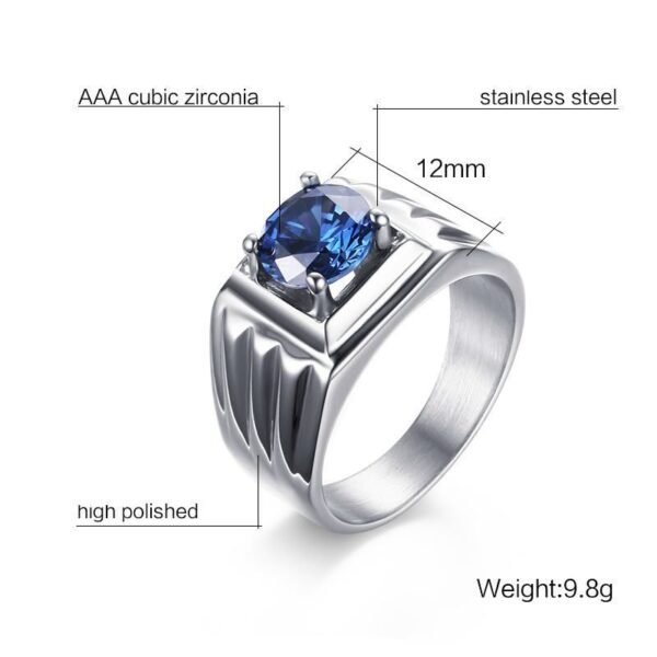 Classic Silver Blue Sapphire Stone Ring - Image 8