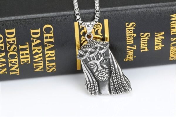 Vintage Medium Silver Jesus Piece Chain - Image 3