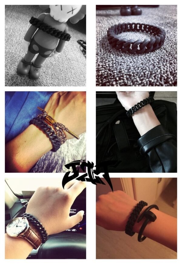 Black Cuban Silicone Bracelet - Image 4