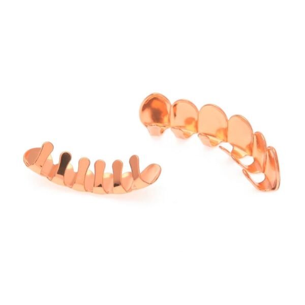 Classic Plain Rose Gold Shiny Teeth Grills - Image 3