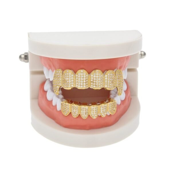 Iced Out Gold Teeth Grillz Set