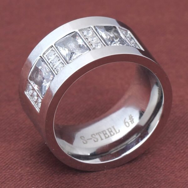 Silver Ultra Wide Baguette Diamond Band - Image 4