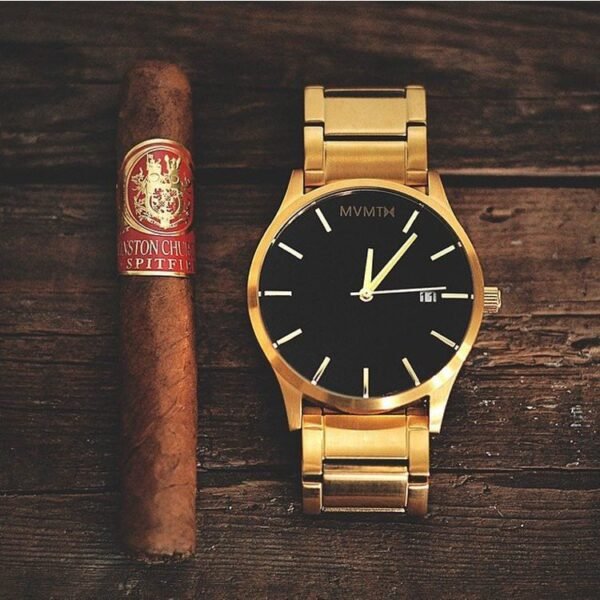 Gold Black Dial Classic Chrono Watch By MVMT - Image 4