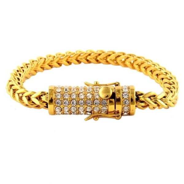 Gold Iced Clasp Franco Bracelet