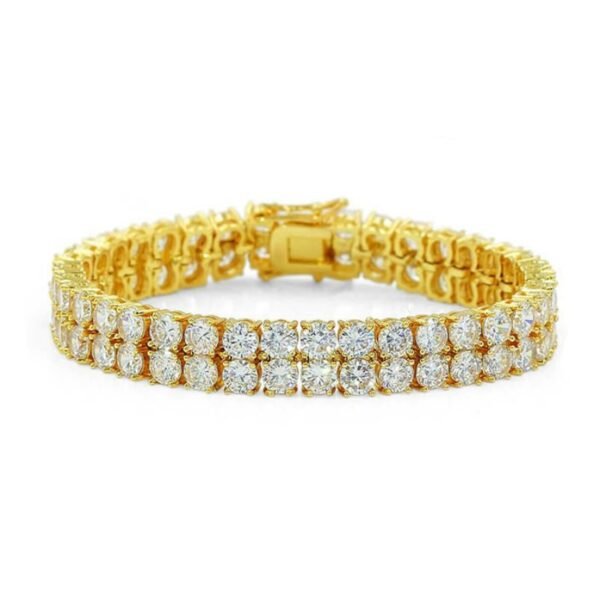 10mm Gold Dual Row Open Box Tennis Bracelet