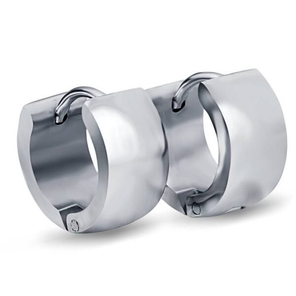Gold Stainless Steel Plain Huggie Hoop Earrings ME-082 - Image 2