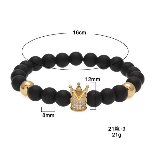 Crown Smooth Onyx stone Bead Bracelet - Image 5