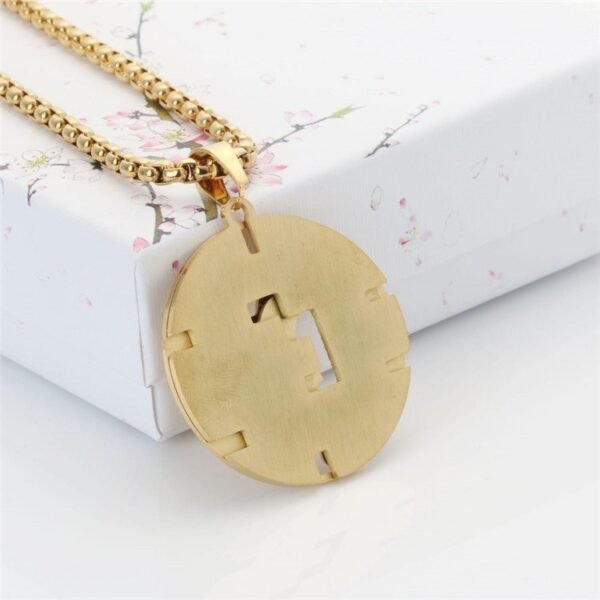 Gold Stainless Jesus Crucifix on Round Medallion with Chain CRU-018 - Image 3