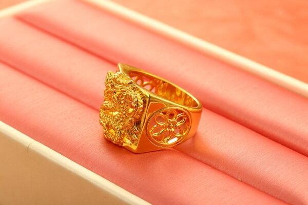 Vintage 22krt Malaysia Gold Finish 3D Dragon Ring - Image 7