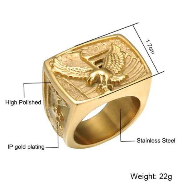 Gold Eagle Signet Classical Ring - Image 7