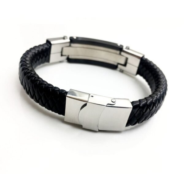 Contemporary Elegant ID Leather Bracelet - Image 2