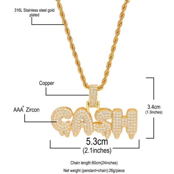 Customized Dripping Bubble "CASH" Pendant with Chain MP-007 - Image 11
