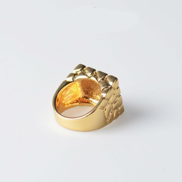 Gold Gloss Finish Signet Nugget Ring - Image 3