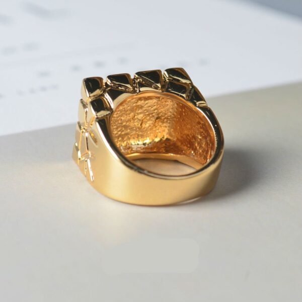 Gold Gloss Finish Signet Nugget Ring - Image 8