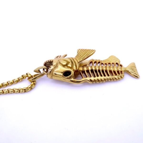 Gold 3D Big Fish Bone Chain - Image 3
