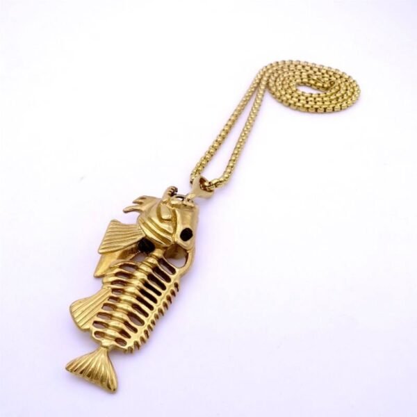 Gold 3D Big Fish Bone Chain - Image 7