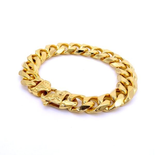 15mm Gold Steel Chrome Cuban link Bracelet - Image 8