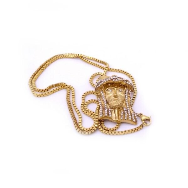Mini Gold Iced Out Jesus piece Chain - Image 3