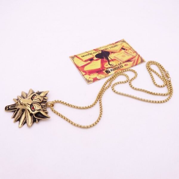 Vintage Gold Red Wolf Medallion Chain - Image 8