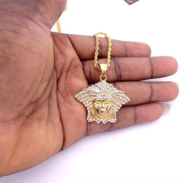 Gold Iced Out Mini Medusa Chain - Image 4