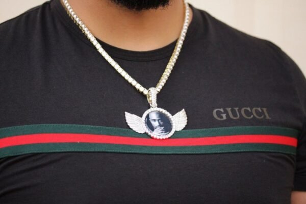Custom Wings Photo Pendant with Chain - Image 3