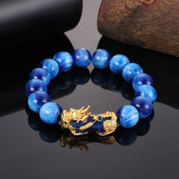 Imperial Jasper Lapis Blue Bead Dragon Bracelet - Image 3