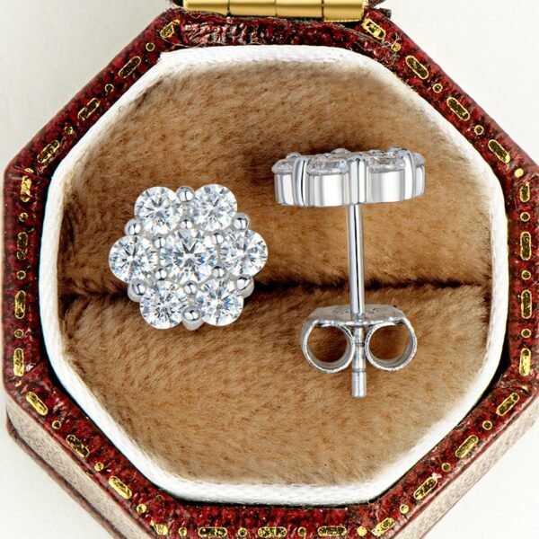 Polygon Claw VVS Moissanite Diamond Stud Earrings - Image 6