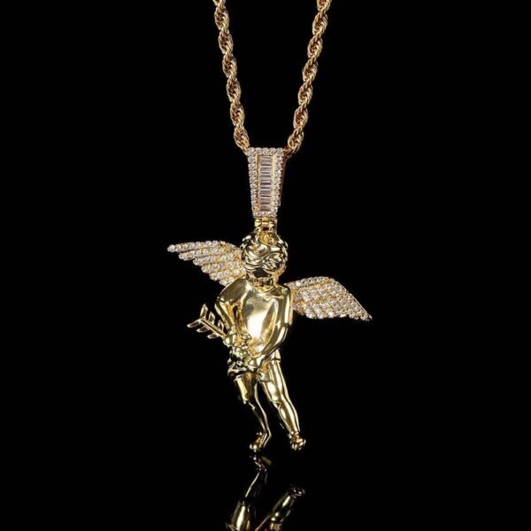 Silver Bold Guardian Angel Cherub Necklace - Image 4