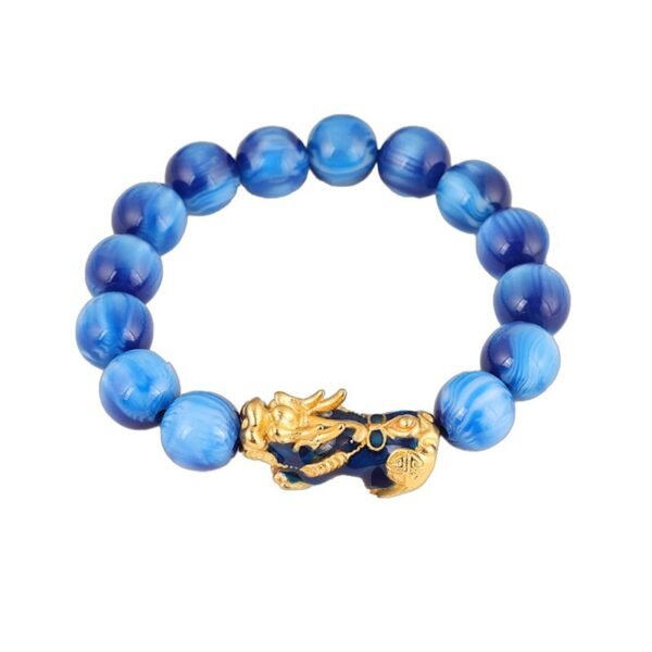 Imperial Jasper Lapis Blue Bead Dragon Bracelet - Image 2