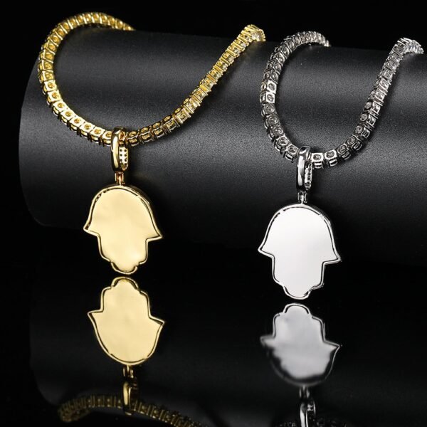 Iced Out Rising Hamsa Hand Necklace - Image 4