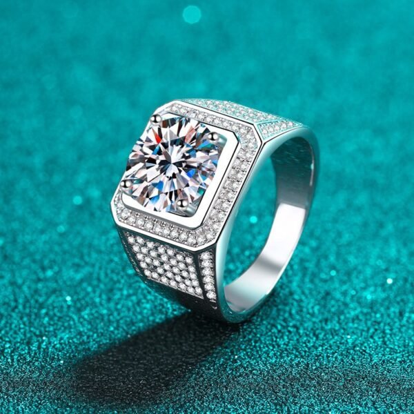 925 Sterling Silver Micro Paved VVS Moissanite Diamond Ring - Image 3