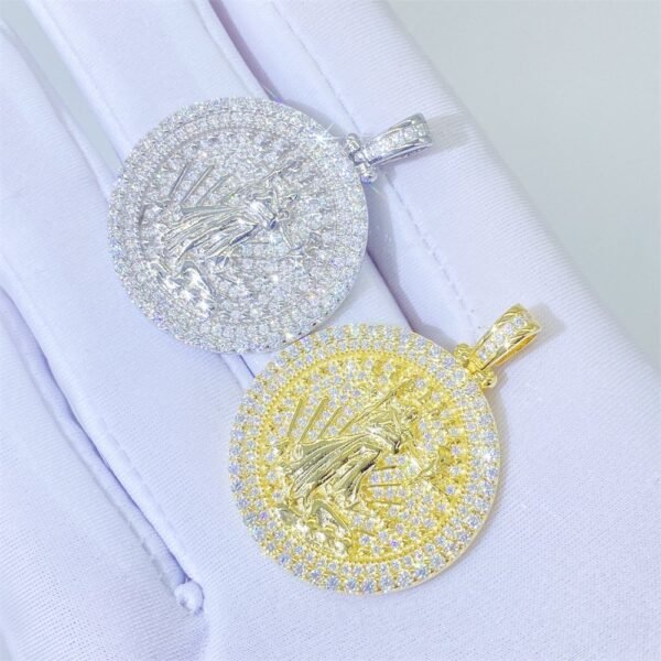 925 Sterling Silver VVS Diamond Moissanite Liberty Symbol Pendant - Image 3