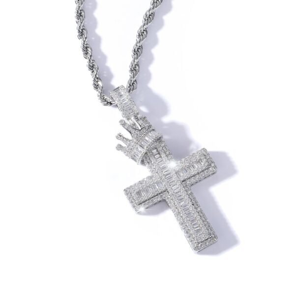 Iced out Crown Baguette Cross Chain - Image 3