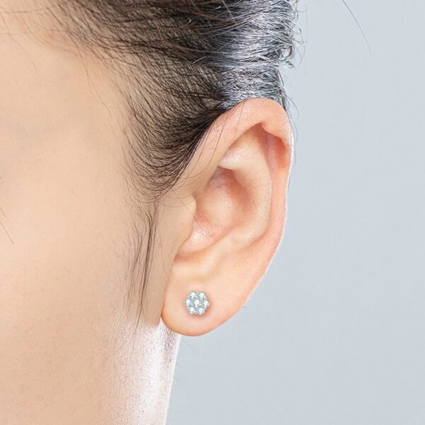Polygon Claw VVS Moissanite Diamond Stud Earrings - Image 3