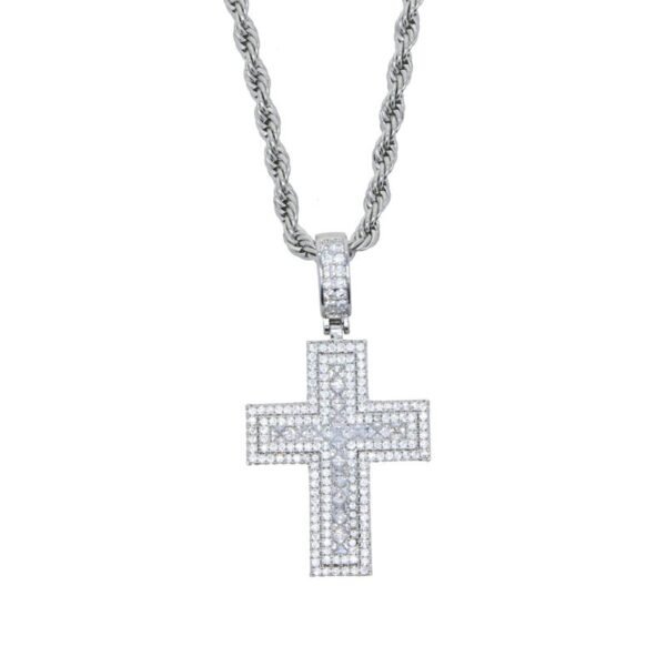 Iced Out Wide Cross Necklace - Image 2